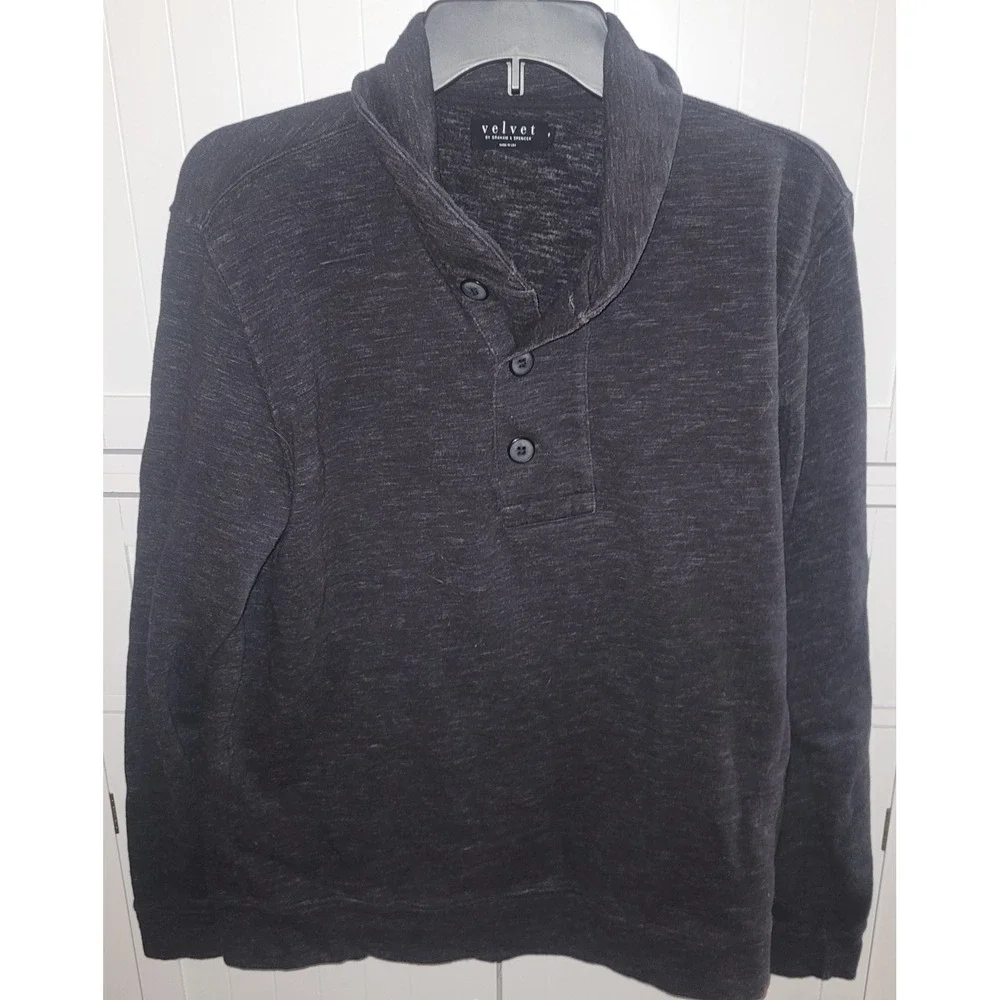 Velvet‎ By Graham Spencer Men's Charcoal Knit Henley Sweater Size M